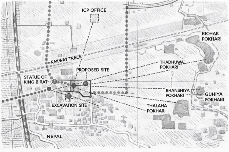 Archaeological map of King Virata's palace ruins near Biratnagar