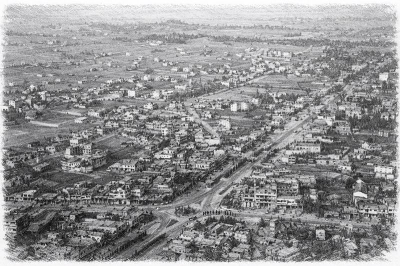 Aerial view of early Biratnagar settlement
