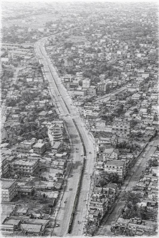 Aerial view of modern Biratnagar with main highway corridor