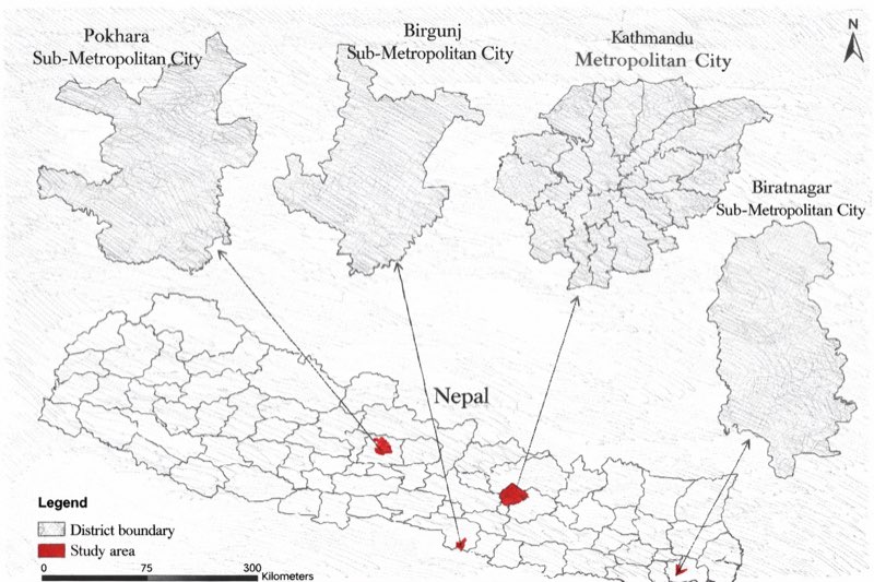 Map of Nepal showing Biratnagar among the country's metropolitan cities