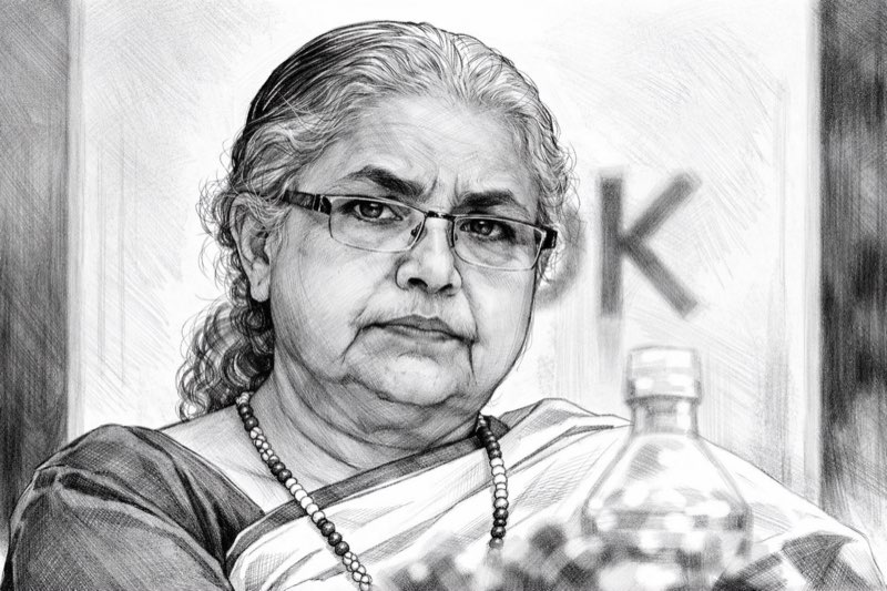 Sketch portrait of Sushila Karki, Nepal's first woman interim Prime Minister from Biratnagar