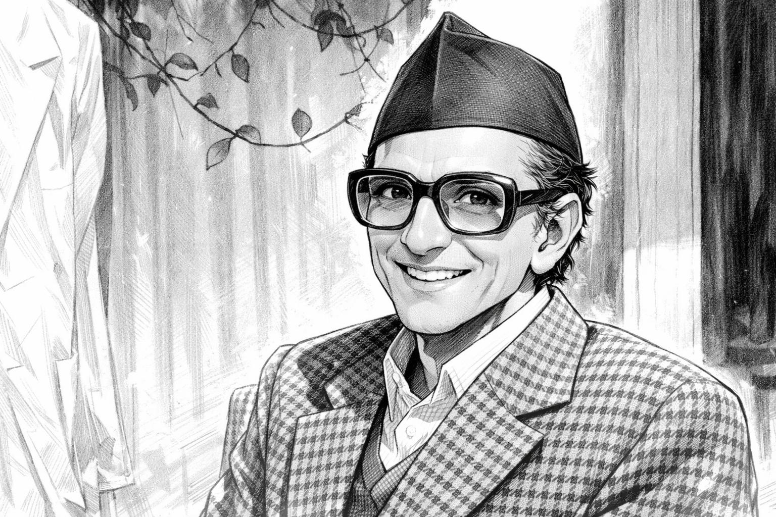 Sketch portrait of Bishweshwar Prasad Koirala