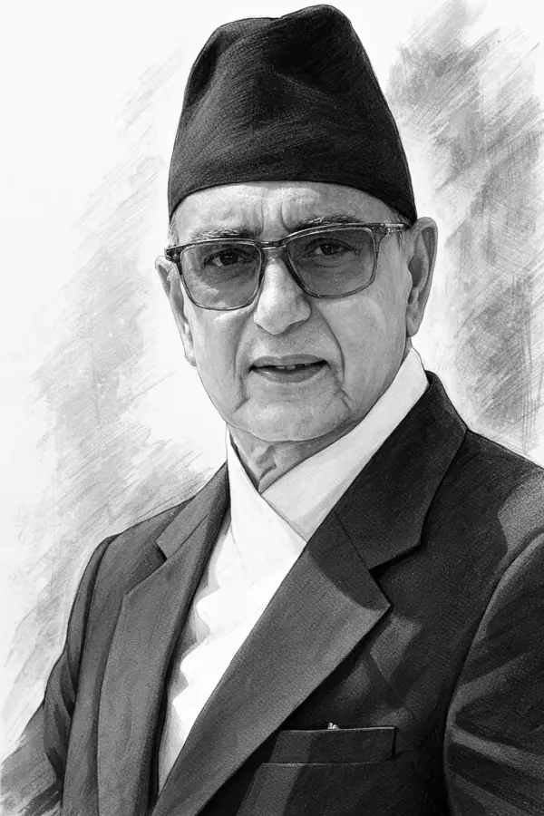 Sketch portrait of Girija Prasad Koirala