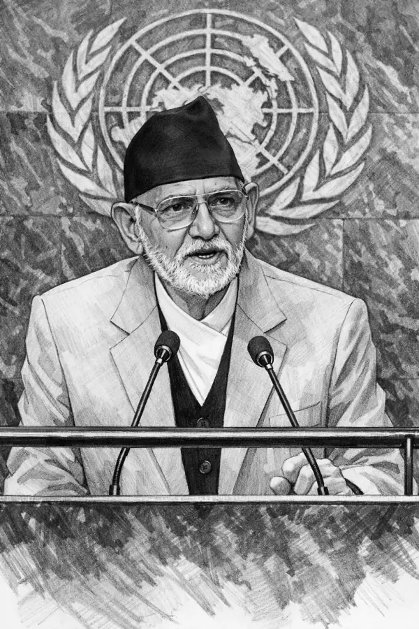 Sketch portrait of Sushil Koirala