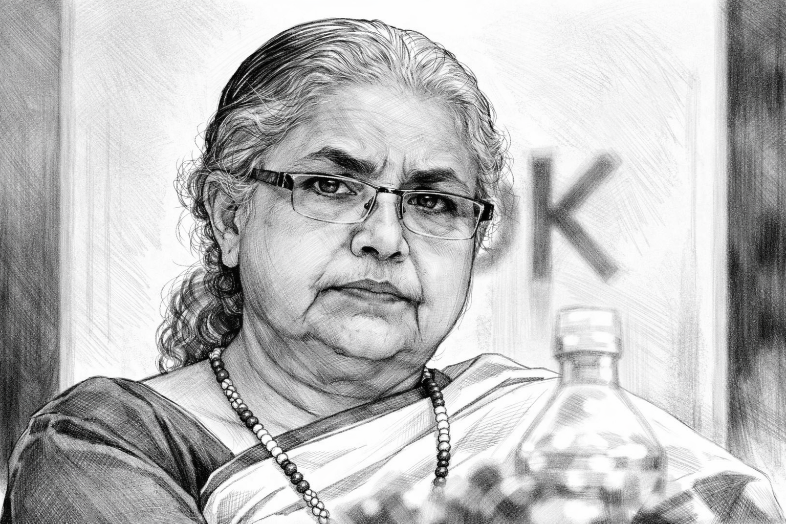 Sketch portrait of Sushila Karki